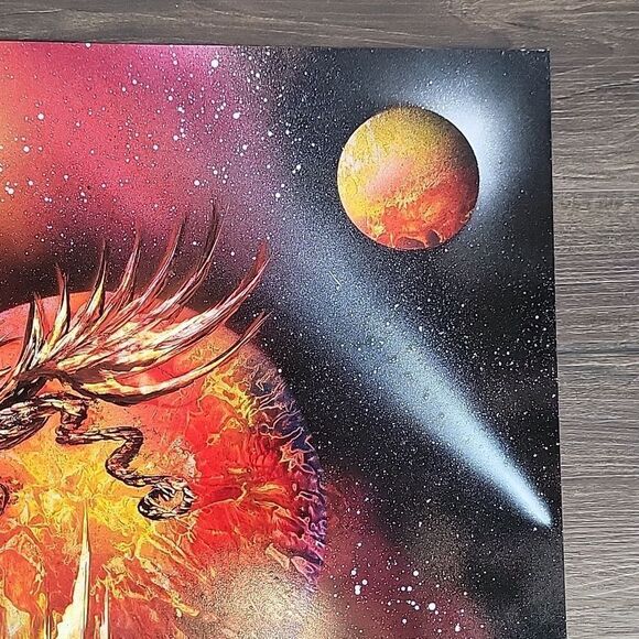 Original space fantasy painting mixed media signed Azul 2006 - Picture 3 of 10